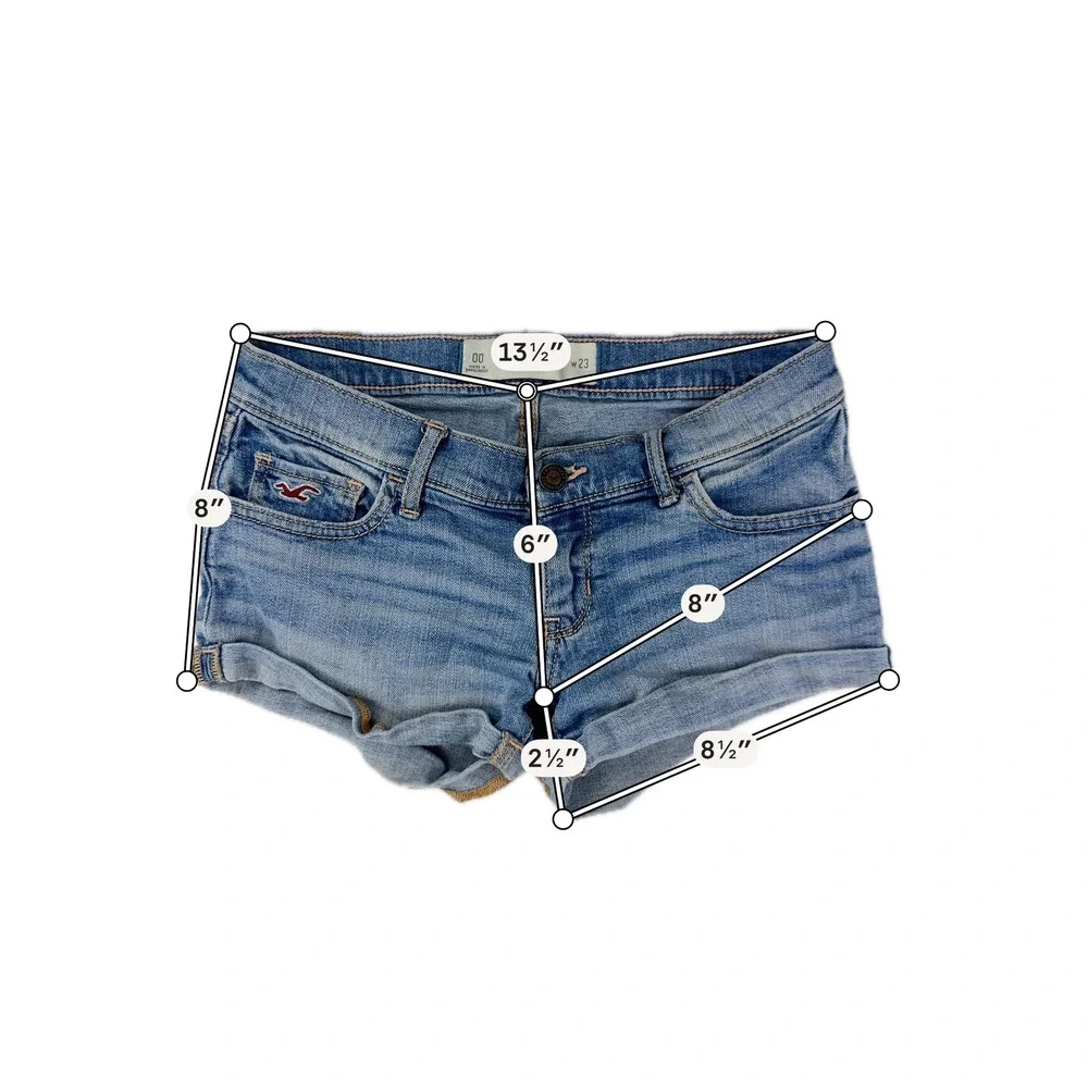 Hollister Denim Shorts Womens 00 Low Rise 23 Blue Cuffed Mini Micro Jean Shorts